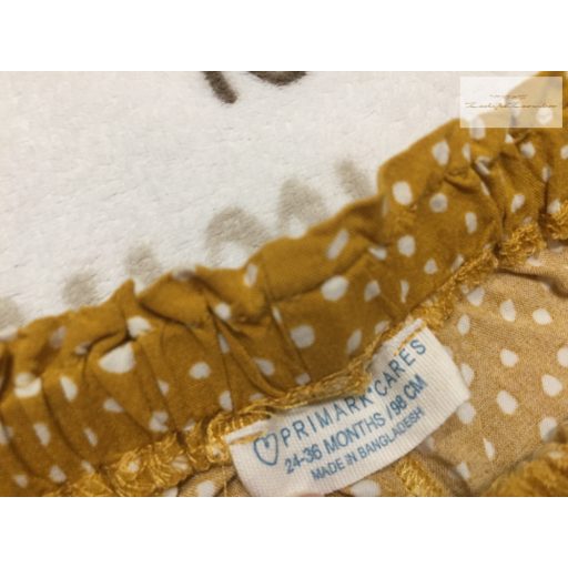 Primark 2-3 év 98 cm sárga, fehér pöttyös vékony pamut lány basa nadrág- - újszerű,hibátlan