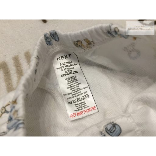 Next 9-12 hó 11 kg   hintaló-mozdony-maci mintás pamut fiú nadrág - új, átnőtt