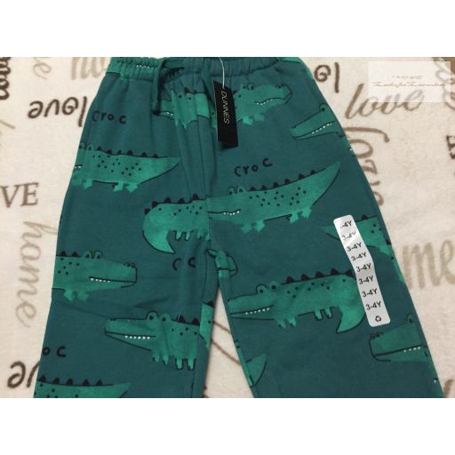 Dunnes 3-4 év 104 cm zöld, krokodil mintás vastagabb pamut fiú szabadidő  nadrág  -  új, címkés