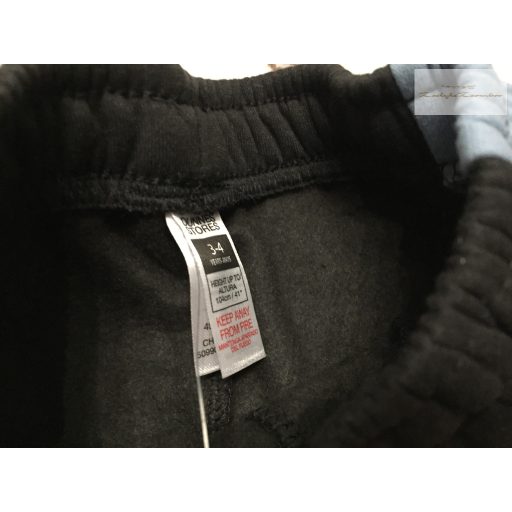 Dunnes 3-4 év 104 cm oldalán kék csíkos vastagabb pamut fiú nadrág  -  új, címkés