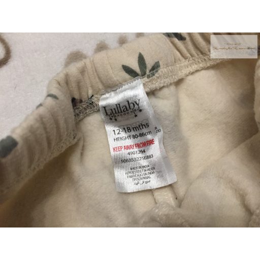 Lullaby 12-18 hó 80-86 cm bézs, színes dinó mintás pamut fiú nadrág- újszerű,hibátlan