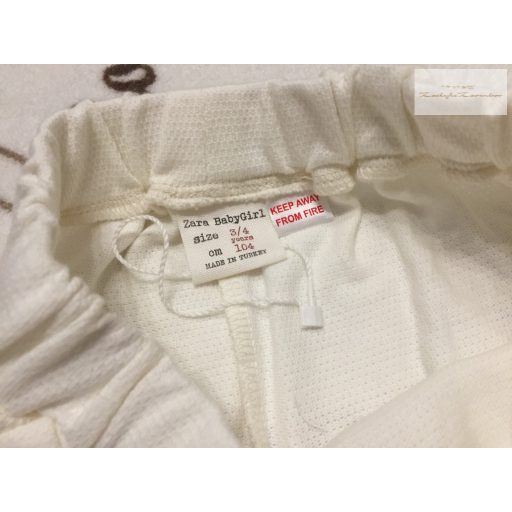 Zara 3-4 év 104 cm hófehér, masnis vékony pamut elegáns/ alkalmi  lány nadrág -új, csak lecímkézve