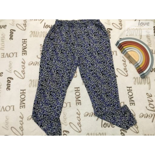 Next 9 év 134 cm szürke - kék virágmintás pamut lány nadrág  - újszerű,hibátlan