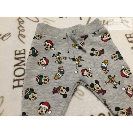 George 0 - 3 hó 56 -62 cm szürke, karácsonyi Mickey -Minnie  mintás  pamut nadrág -újszerű,hibátlan