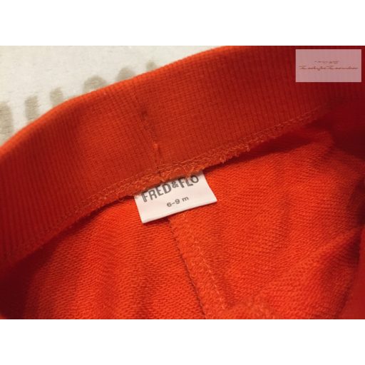 Fred§Flo 6-9 hó 68 - 74 cm narancssárga pamut fiú nadrág/ jogger - új, átnőtt, csak átmosva