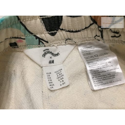 H§M 6-7 év 122 cm bézs, állat fej mintás pamut nadrág- újszerű,hibátlan