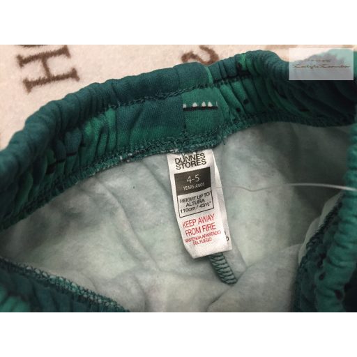 Dunnes 4-5 év 110 cm zöld, krokodil  mintás vastag pamut fiú szabadidő nadrág  - új, címkés