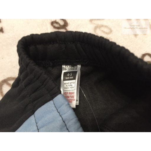 Dunnes 4-5 év 110 cm oldalán kék csíkos vastag pamut fiú szabadidő nadrág  - új, címkés