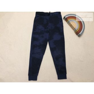   M§S 6-7 év 122 cm kék - fekete mintás puha pamut fiú nadrág/ jogger-  újszerű,hibátlan