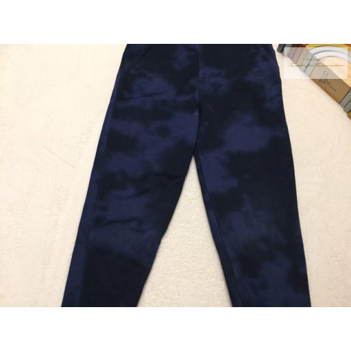 M§S 6-7 év 122 cm kék - fekete mintás puha pamut fiú nadrág/ jogger-  újszerű,hibátlan