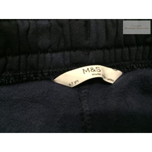 M§S 6-7 év 122 cm kék - fekete mintás puha pamut fiú nadrág/ jogger-  újszerű,hibátlan