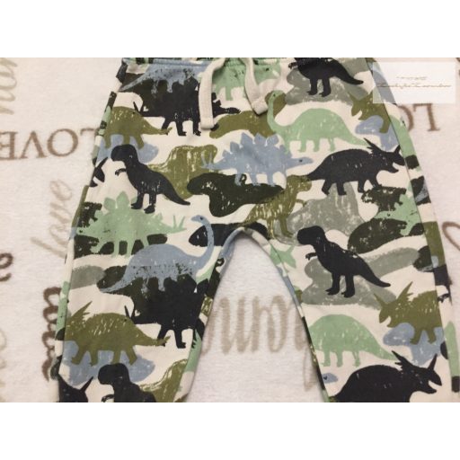 M§S 9-12 hó  76 cm 10 kg színes dinó mintás vastagabb pamut fiú nadrág/ jogger -újszerű,hibátlan