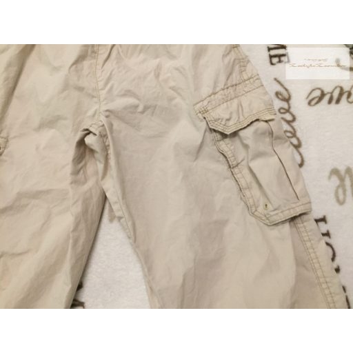 Next 7 év 122 cm bézs, oldalt zsebes vékony anyagú "parachute"  fiú nadrág  - újszerű, hibátlan
