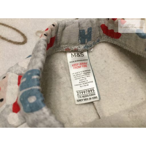 M§S 9-12 hó  76 cm 10 kg Télapó mintás puha pamut fiú nadrág -újszerű,hibátlan