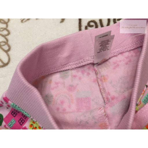 Dunnes3-4 év 104  cm rózsaszín, színes ház és fa -virágmintás puha pamut lány szabadidő nadrág -   új, címkés