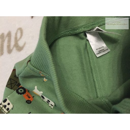 Dunnes  9 - 12 hó 80 cm zöld, farm mintás puha pamut fiú szabadidő nadrág-   új, címkés