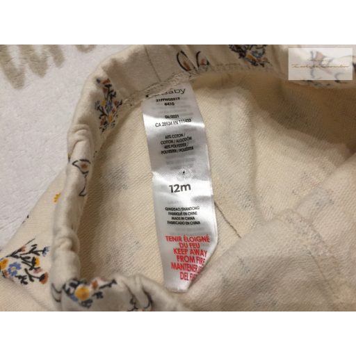 PL Baby 9-12 hó 80 cm  nyuszi - virágmintás pamut  lány nadrág - újszerű,hibátlan
