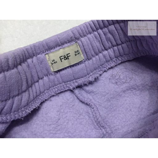 F§F 3-4 év 98-104 cm lila, szivárvány-unikornis-virágmintás vastagabb pamut lány nadrág újszerű, hibátlan