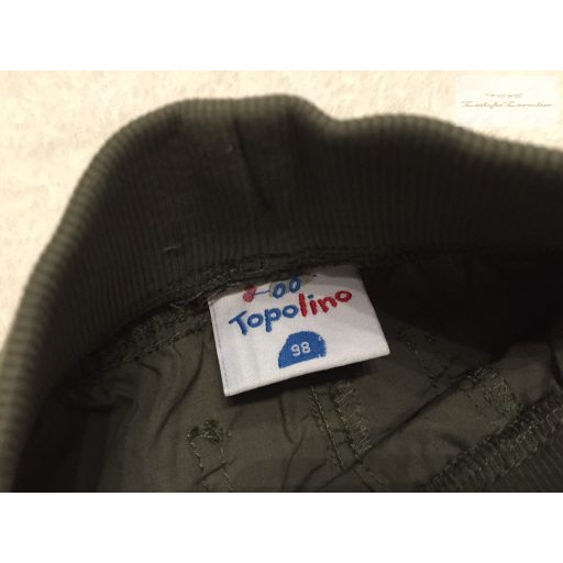 Topolino 3 év 98 cm zöld, vékony anyagú oldalt zsebes fiú nadrág - újszerű,hibátlan