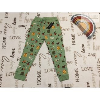   Dunnes  12- 18 hó 86 cm zöld, farm mintás puha pamut fiú szabadidő nadrág-   új, címkés