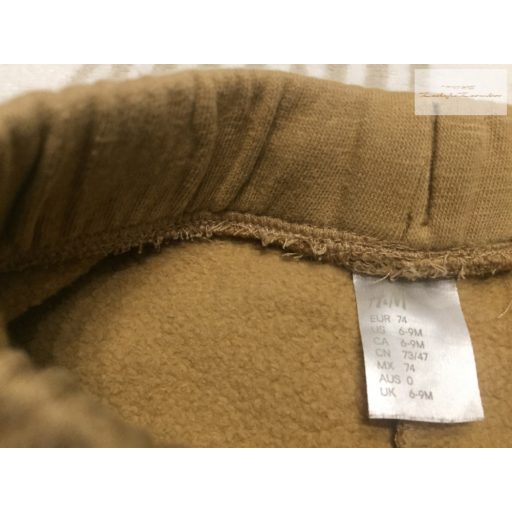 H§M 6-9 hó 74 cm barna, elöl zsebes pamut fiú nadrág/ jogger-újszerű,hibátlan