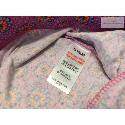 Matalan 10 év 140 cm sárga virágmintás vékony pamut lány nadrág - újszerű,hibátlan