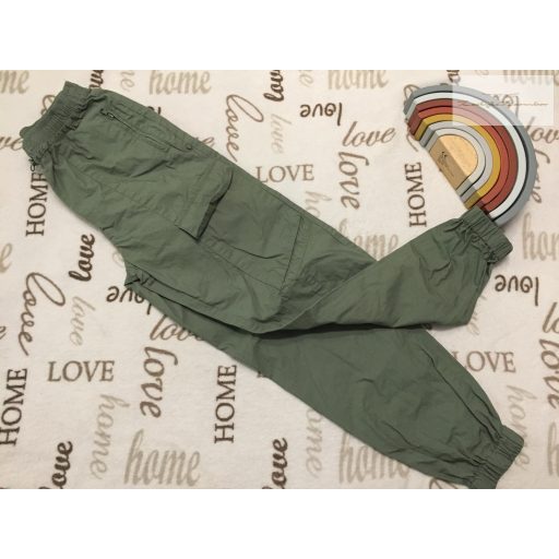 River Island 11 év 146 cm zöld, oldalt zsebes  vékony parachute fiú nadrág -újszerű,hibátlan