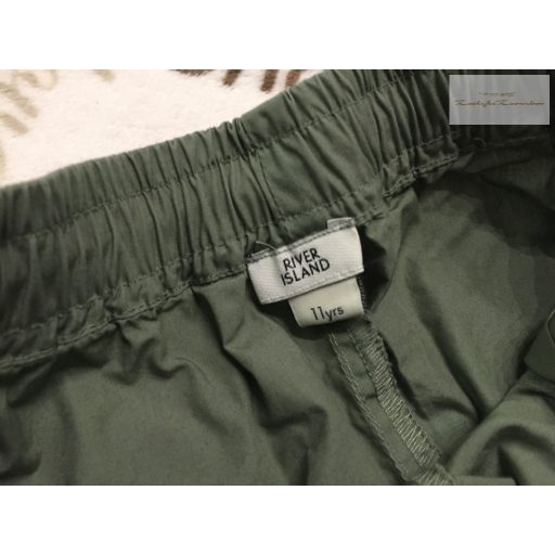 River Island 11 év 146 cm zöld, oldalt zsebes  vékony parachute fiú nadrág -újszerű,hibátlan