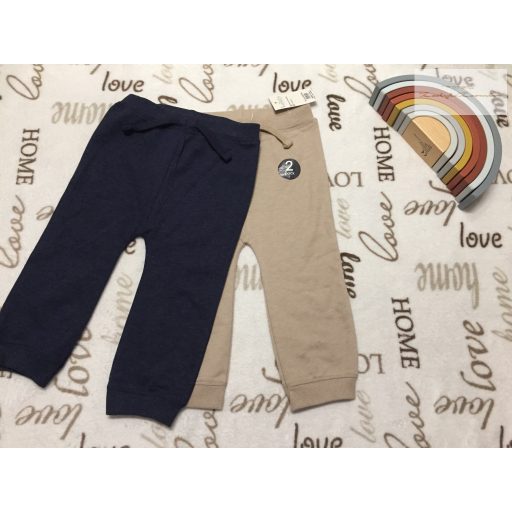 Lullaby 18 -24 hó 86-92 cm  bézs és kék pamut fiú nadrág- szett -  új, címkés