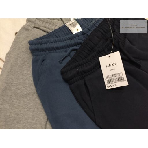 Next 4-5 év 110  cm kékl - szürke- fekete vastagabb pamut fiú jogger szet 3 db - új, címkés