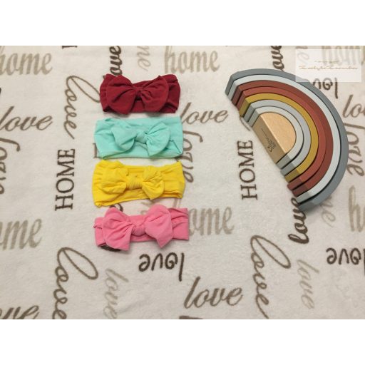 0-6 hó bordó-türkiz- sárga- rózsaszín színű pamut lány hajpánt 4 db - újszerű,hibátlan