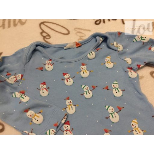 John Lewis 3-6 hó 62-68 cm kék hóember mintás pamut fiú body-újszerű,hibátlan