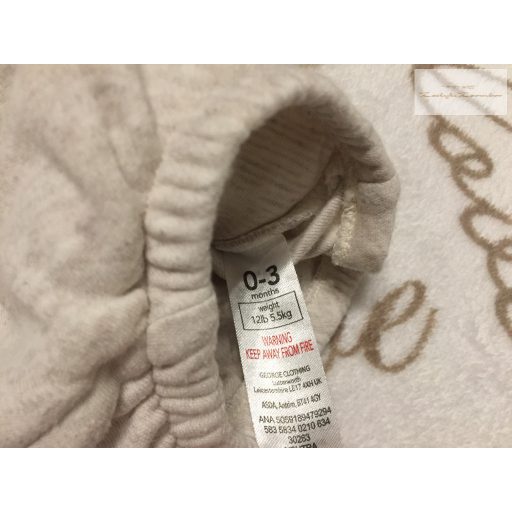 George 0 - 3 hó 56 -62 cm bézs, nyuszi mintás vastag pamut lány body-újszerű,hibátlan