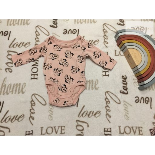 H§M 1-2 hó 56 cm rózsaszín, Minnie mintás vékony pamut lány body- újszerű,hibátlan