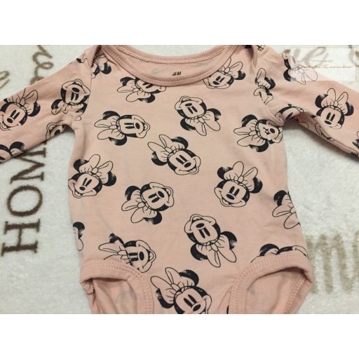 H§M 1-2 hó 56 cm rózsaszín, Minnie mintás vékony pamut lány body- újszerű,hibátlan