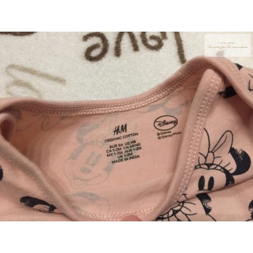 H§M 1-2 hó 56 cm rózsaszín, Minnie mintás vékony pamut lány body- újszerű,hibátlan
