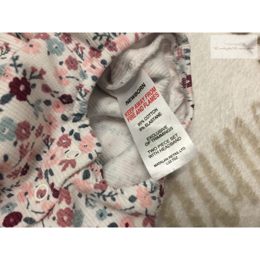 Matalan újszülött 56 cm fodros, színes apró virágmintás pamut lány body-  újszerű,hibátlan
