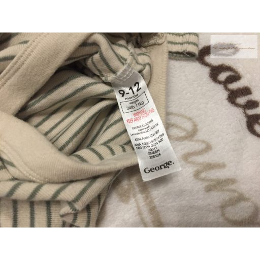 George 9 - 12 hó 74 - 80 cm zöld csíkos pamut fiú body -újszerű,hibátlan