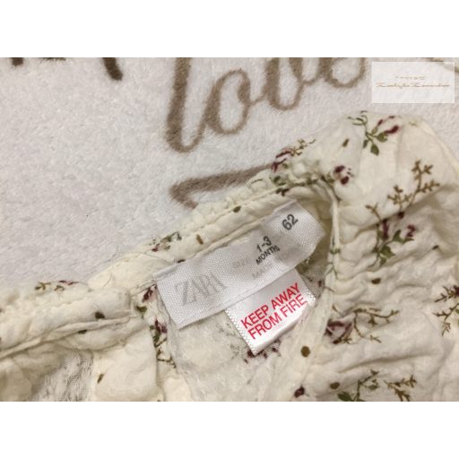 Zara 1-3 hó 62 cm virágmintás - galléros vékonyabb anyagú lány body - újszerű,hibátlan
