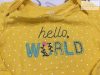 Carter's 9-12 hó 80 cm sárga, Hello World feliratos pamut lány body-újszerű,hibátlan