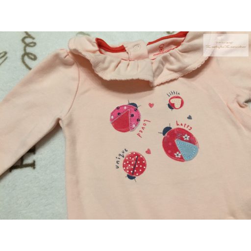 Mothercare 1-3 hó 6,5 kg kgalléros, katica mintás pamut lány body - újszerű,hibátlan