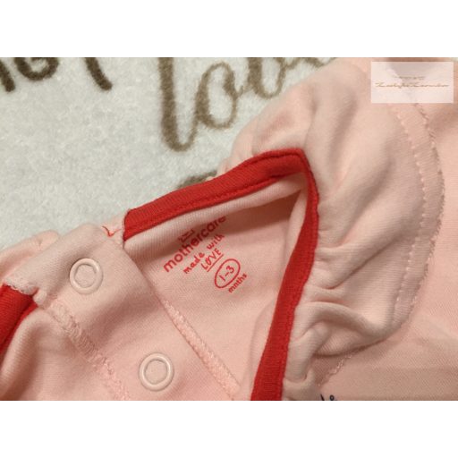 Mothercare 1-3 hó 6,5 kg kgalléros, katica mintás pamut lány body - újszerű,hibátlan