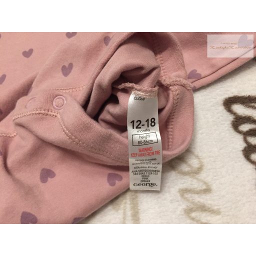 George 12  - 18 hó 86 cm rózsaszín, szív mintás pamut lány  body- újszerű,hibátlan