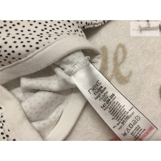 Next 18 - 24 hó 86-92 cm  fehér, apró fekete mintás pamut body-újszerű,hibátlan