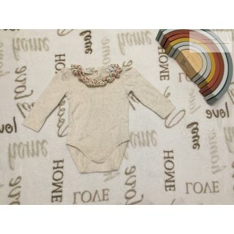   Mon Coeur up to 1 month 56 cm bézs, virágmintás galléros pamut lány body - újszerű,hibátlan