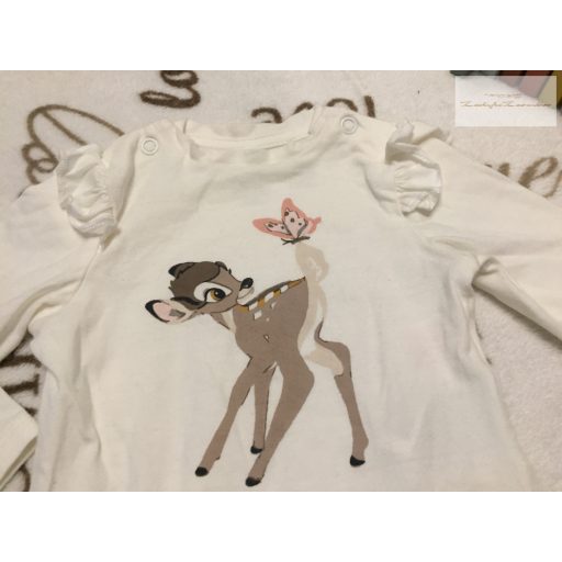 H§M 2-4 hó 62 cm fodros, Bambi mintás vékony  pamut  lány body -újszerű,hibátlan