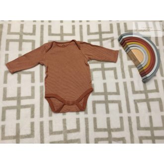   Next 6-9 hó 68 - 74 cm   barna csíkos pamut fiú body-újszerű,hibátlan