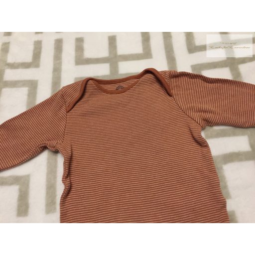 Next 6-9 hó 68 - 74 cm   barna csíkos pamut fiú body-újszerű,hibátlan