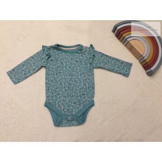   Mothercare 1-3 hó 6,5 kg zöld, fodros-virágmintás pamut lány body - újszerű,hibátlan