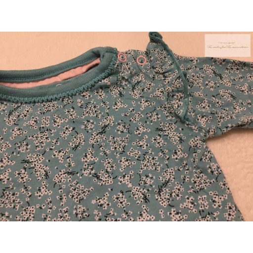 Mothercare 1-3 hó 6,5 kg zöld, fodros-virágmintás pamut lány body - újszerű,hibátlan